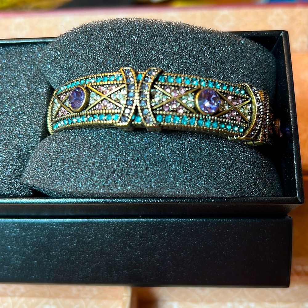 Heidi Daus sparkling purple, pink and turquoise with old gold touches clamper